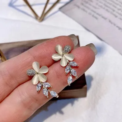 Luxury Crystal Opal Flower Earrings